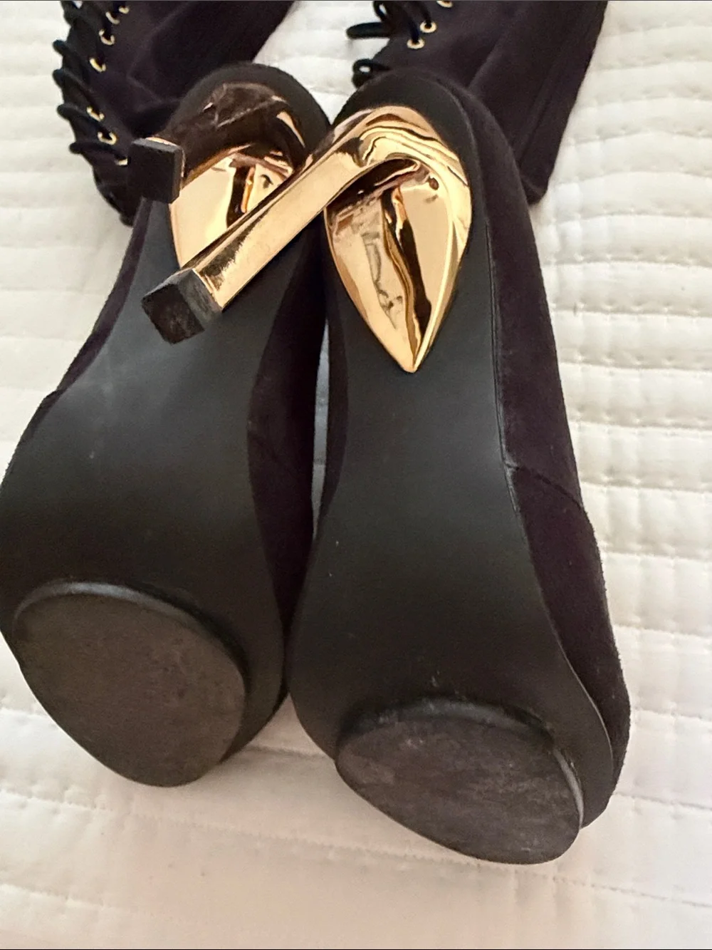 Black Lace-Up Over-the-Knee Stiletto Boots